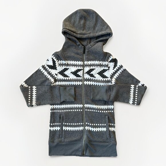 Volcom Tops - Volcom Aztec Full Zip Hooded Sweatshirt Women’s Size Small Grey/White Long